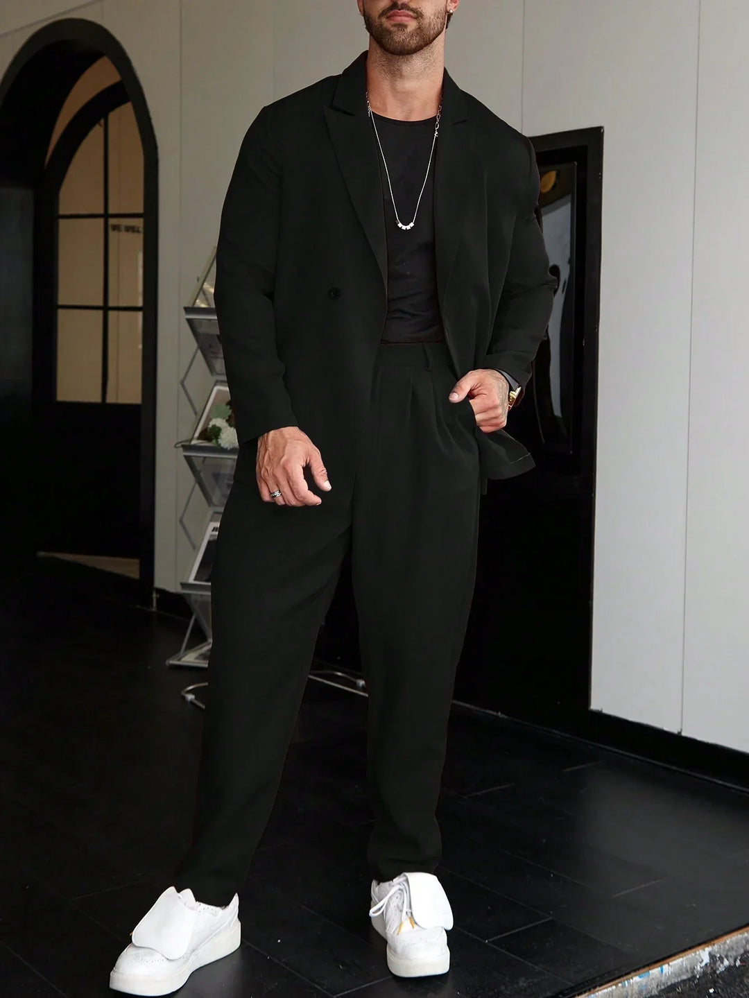 Men's Suit | Relaxed Fit | Pleated Trousers | Blazer and Trouser Set | Mens Two-Piece Set-Grace Aura