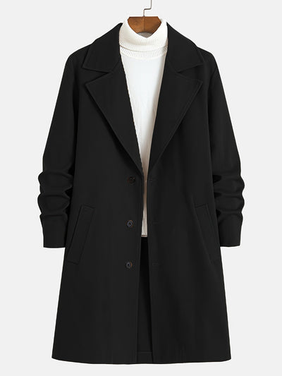 Men's Trench Coat - Wool Blend - Single Breasted - Wool Trench Coat - Men's Jackets-Grace Aura