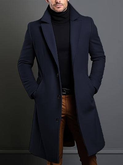 Men's Trench Coat - Wool Blend - Single Breasted - Wool Trench Coat - Men's Jackets-Grace Aura