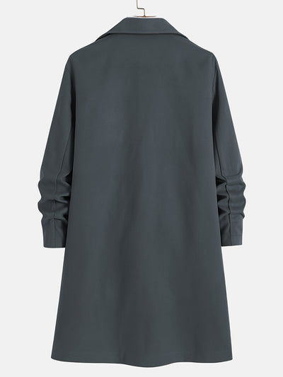 Men's Trench Coat - Wool Blend - Single Breasted - Wool Trench Coat - Men's Jackets-Grace Aura