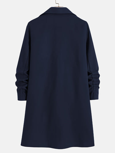 Men's Trench Coat - Wool Blend - Single Breasted - Wool Trench Coat - Men's Jackets-Grace Aura