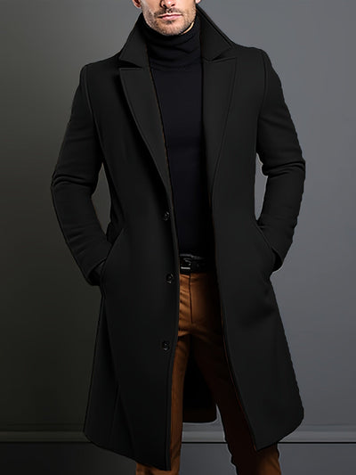 Men's Trench Coat - Wool Blend - Single Breasted - Wool Trench Coat - Men's Jackets-Grace Aura