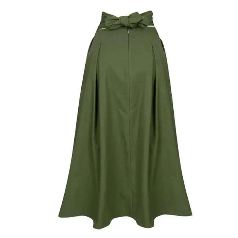 Midi Skirt | Elegant | Tie Waist | Bell Skirt | High Waisted Skirt-Grace Aura