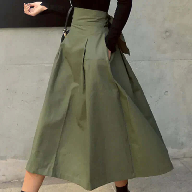 Midi Skirt | Elegant | Tie Waist | Bell Skirt | High Waisted Skirt-Grace Aura