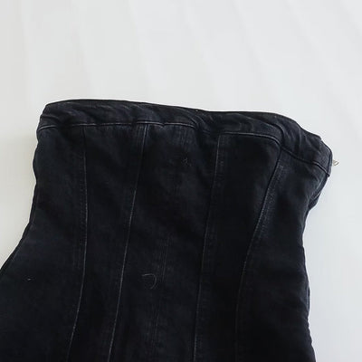 Mini Denim Dress - Women's Tube Bodycon Denim Strapless Dress-Grace Aura