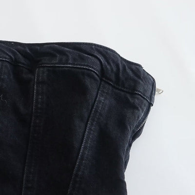 Mini Denim Dress - Women's Tube Bodycon Denim Strapless Dress-Grace Aura