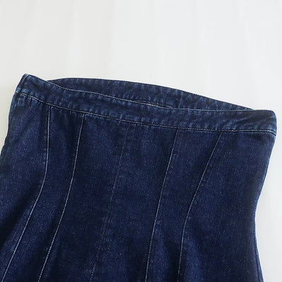 Mini Denim Dress - Women's Tube Bodycon Denim Strapless Dress-Grace Aura