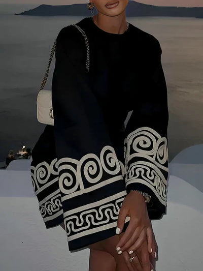 Mini Dress | Bell Sleeve | Black | Long Sleeve Dress | Elegant Dress-Grace Aura