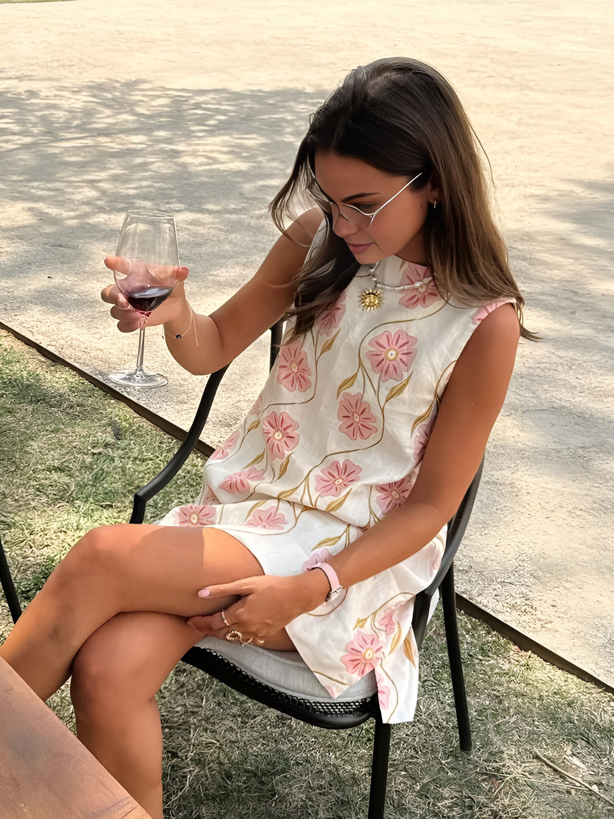 Mini Dress | Sleeveless | Linen | Floral Dress | Summer Dress-Grace Aura