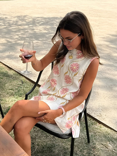 Mini Dress | Sleeveless | Linen | Floral Dress | Summer Dress-Grace Aura