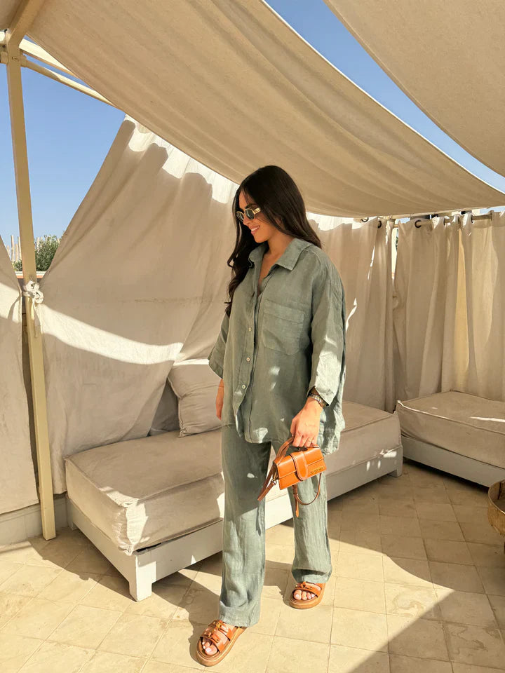 Noble Elegance Linen Set-Grace Aura