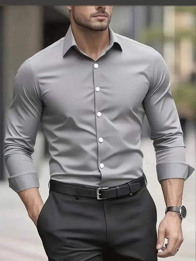 Non Iron Shirt | Wrinkle Free | Slim Fit | Button-Up Shirt | Men's Shirts-Grace Aura