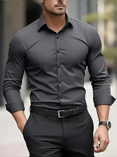 Non Iron Shirt | Wrinkle Free | Slim Fit | Button-Up Shirt | Men's Shirts-Grace Aura
