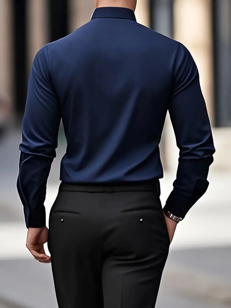 Non Iron Shirt | Wrinkle Free | Slim Fit | Button-Up Shirt | Men's Shirts-Grace Aura