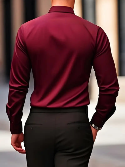Non Iron Shirt | Wrinkle Free | Slim Fit | Button-Up Shirt | Men's Shirts-Grace Aura