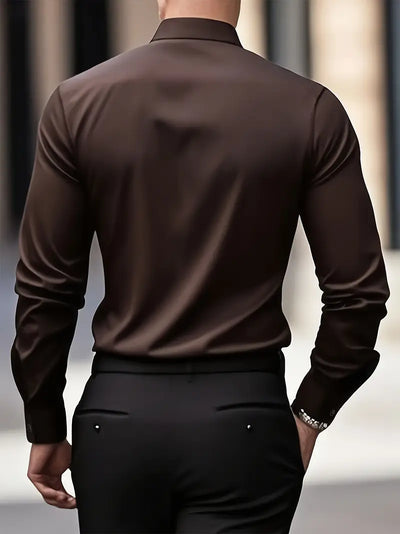 Non Iron Shirt | Wrinkle Free | Slim Fit | Button-Up Shirt | Men's Shirts-Grace Aura