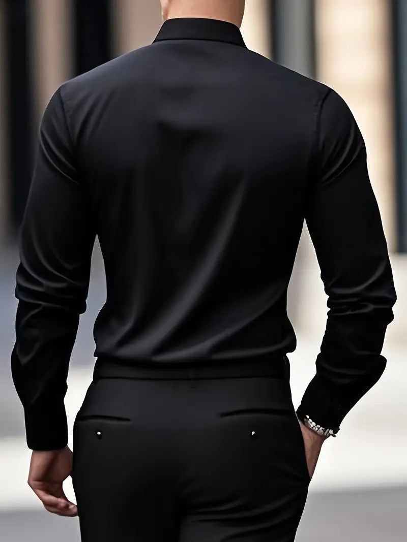 Non Iron Shirt | Wrinkle Free | Slim Fit | Button-Up Shirt | Men's Shirts-Grace Aura