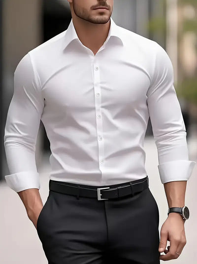 Non Iron Shirt | Wrinkle Free | Slim Fit | Button-Up Shirt | Men's Shirts-Grace Aura