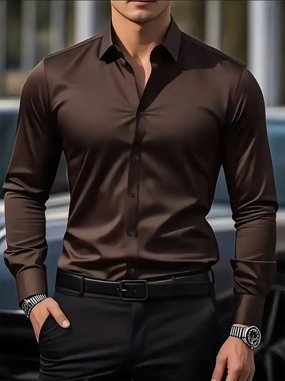 Non Iron Shirt | Wrinkle Free | Slim Fit | Button-Up Shirt | Men's Shirts-Grace Aura