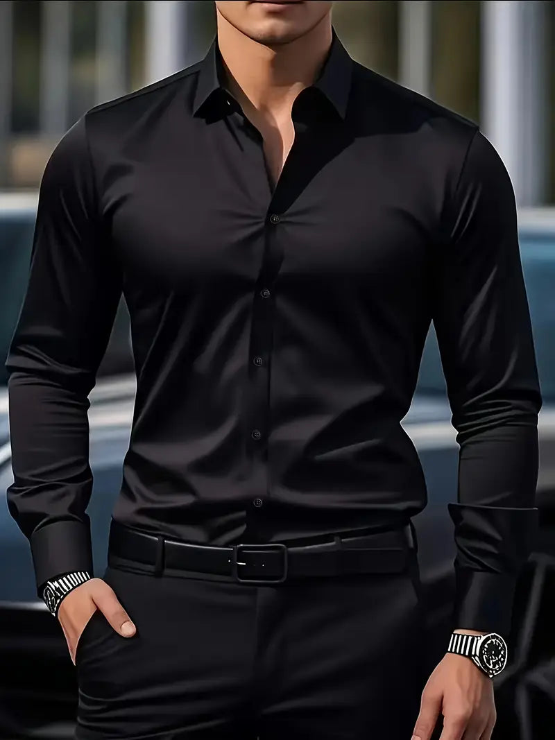 Non Iron Shirt | Wrinkle Free | Slim Fit | Button-Up Shirt | Men's Shirts-Grace Aura