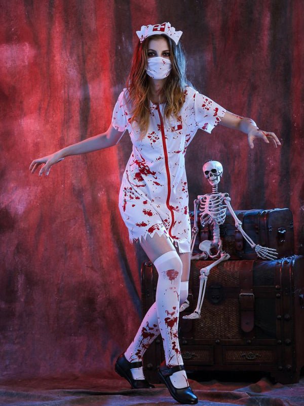 Nurse Halloween Costume | Scary | Zombie Nurse | Nurse Outfit Halloween | Women's Halloween Costumes-Grace Aura