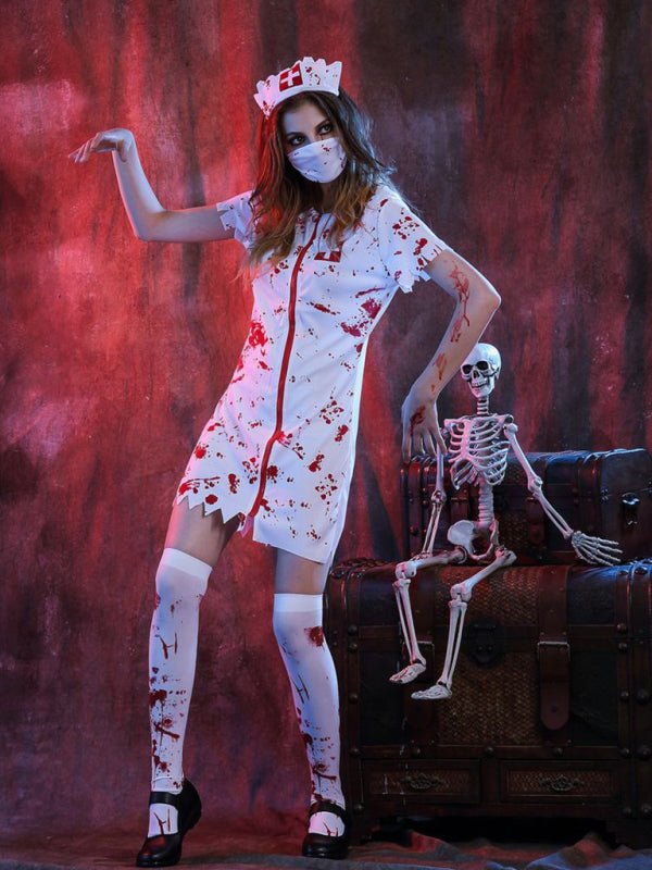 Nurse Halloween Costume | Scary | Zombie Nurse | Nurse Outfit Halloween | Women's Halloween Costumes-Grace Aura