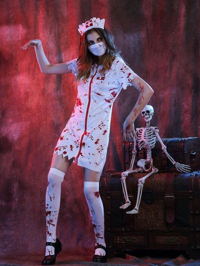 Nurse Halloween Costume | Scary | Zombie Nurse | Nurse Outfit Halloween | Women's Halloween Costumes-Grace Aura