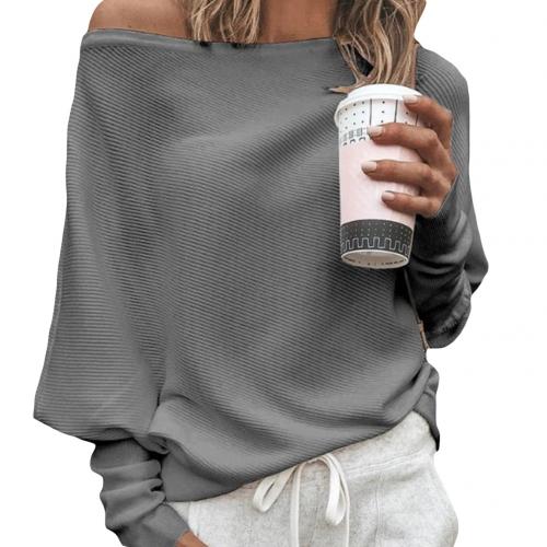 Off Shoulder Jumper - Batwing - Long Sleeve - Knitted Sweater - Women's Jumpers-Grace Aura