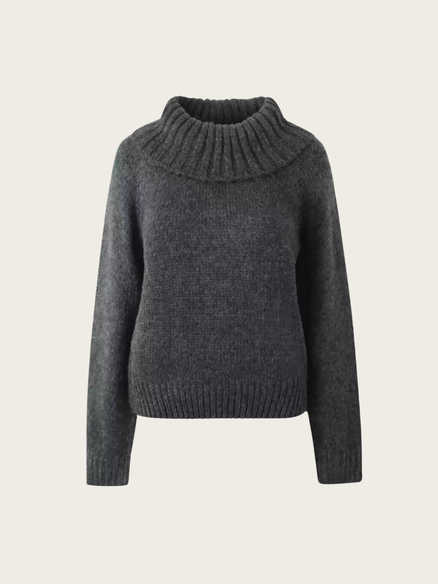 Off-Shoulder Jumper - Grey - Loose Fit - Knitted Sweater - Women's Knitwear-Grace Aura