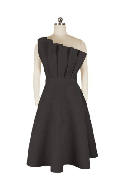 One Shoulder Dress - Elegant - Midi - Cocktail Dress - Party Dress-Grace Aura