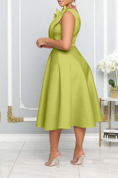 One Shoulder Dress - Elegant - Midi - Cocktail Dress - Party Dress-Grace Aura