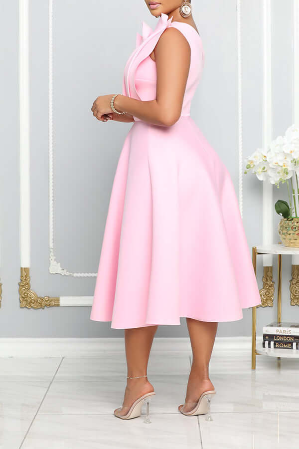 One Shoulder Dress - Elegant - Midi - Cocktail Dress - Party Dress-Grace Aura
