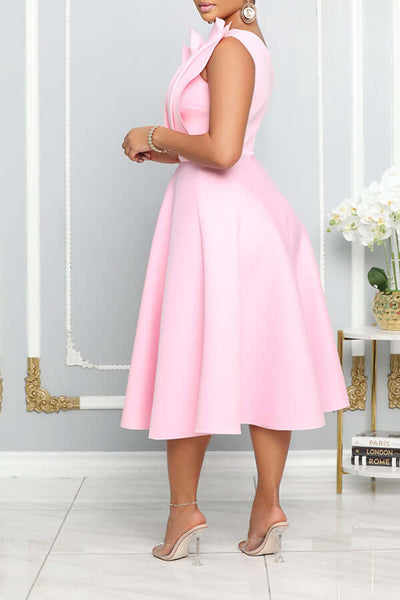 One Shoulder Dress - Elegant - Midi - Cocktail Dress - Party Dress-Grace Aura