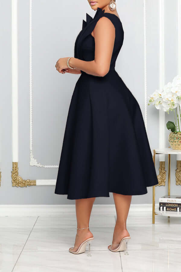 One Shoulder Dress - Elegant - Midi - Cocktail Dress - Party Dress-Grace Aura