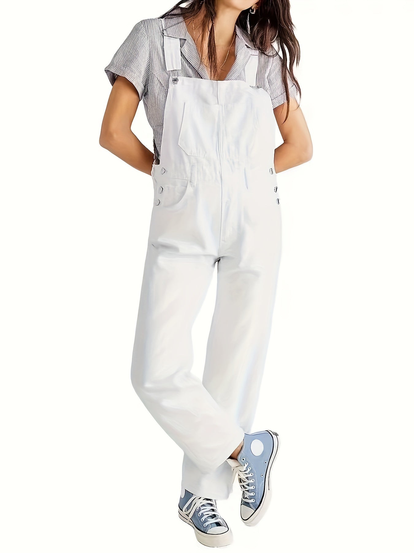 Overalls - Loose Fit - Straight Leg - Denim Dungarees - Jumpsuit Denim for Women-Grace Aura