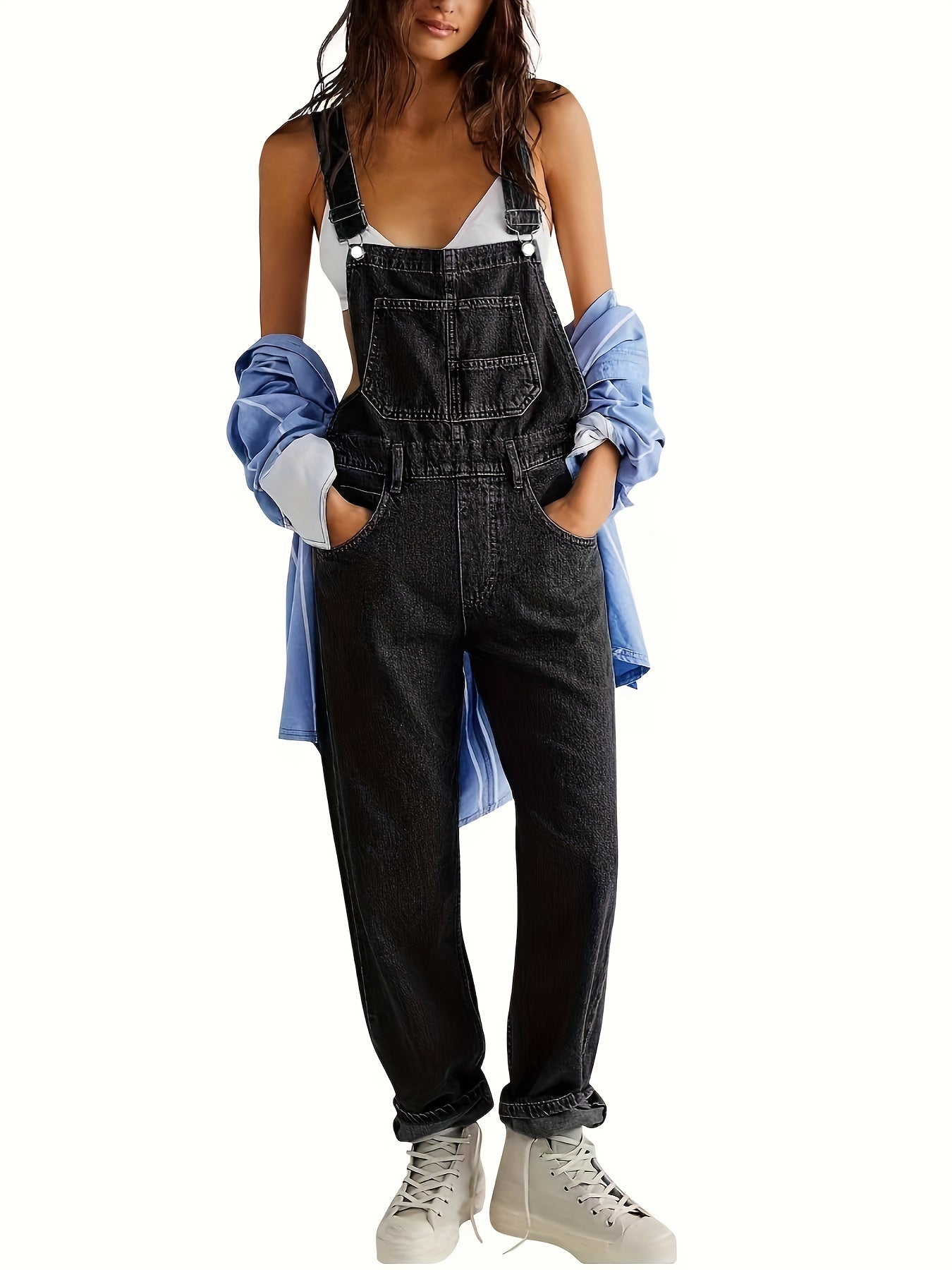 Overalls - Loose Fit - Straight Leg - Denim Dungarees - Jumpsuit Denim for Women-Grace Aura