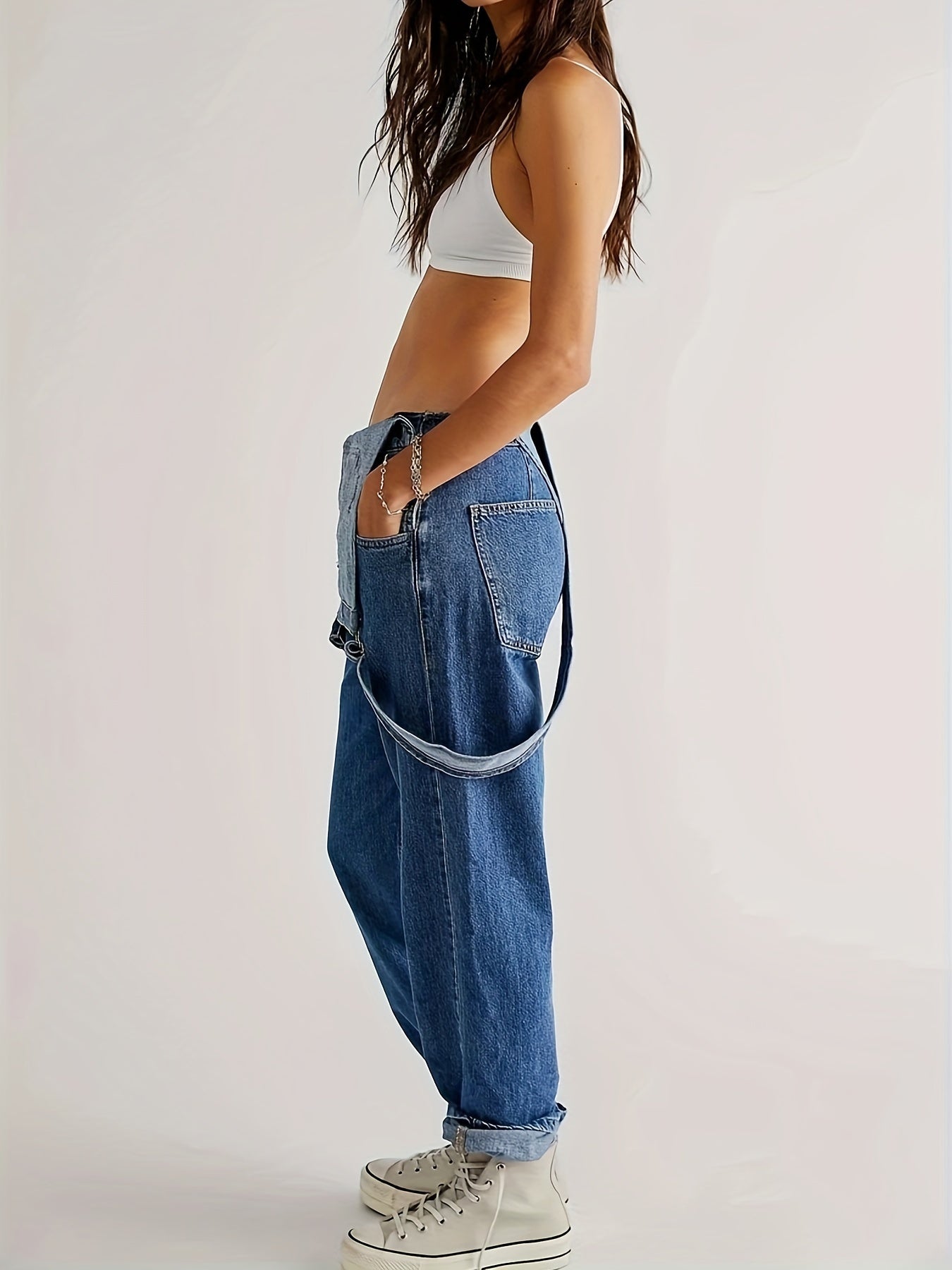 Overalls - Loose Fit - Straight Leg - Denim Dungarees - Jumpsuit Denim for Women-Grace Aura