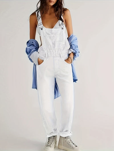 Overalls - Loose Fit - Straight Leg - Denim Dungarees - Jumpsuit Denim for Women-Grace Aura