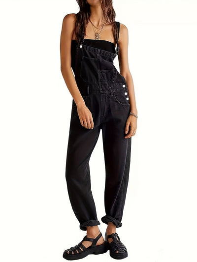 Overalls - Loose Fit - Straight Leg - Denim Dungarees - Jumpsuit Denim for Women-Grace Aura
