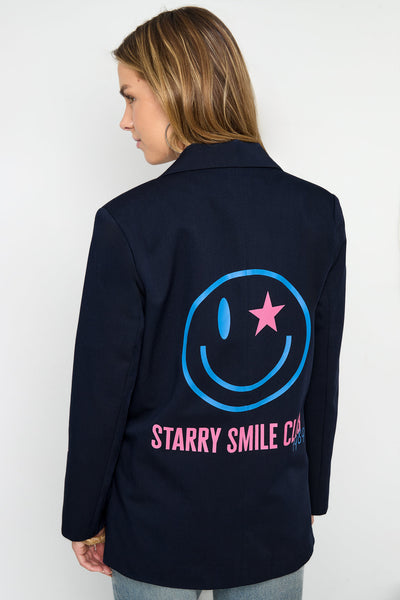 Oversized Blazer - Starry - Printed - Loose Fit Blazer - Women's Blazer-Grace Aura