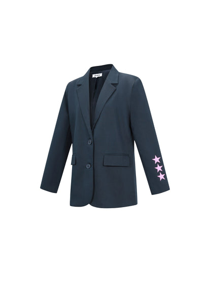 Oversized Blazer - Starry - Printed - Loose Fit Blazer - Women's Blazer-Grace Aura