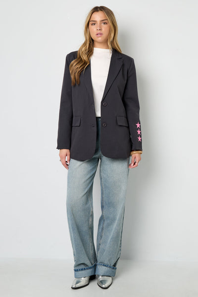 Oversized Blazer - Starry - Printed - Loose Fit Blazer - Women's Blazer-Grace Aura