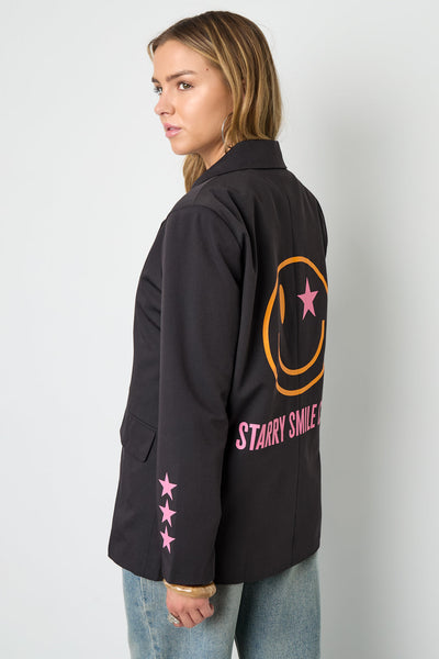 Oversized Blazer - Starry - Printed - Loose Fit Blazer - Women's Blazer-Grace Aura
