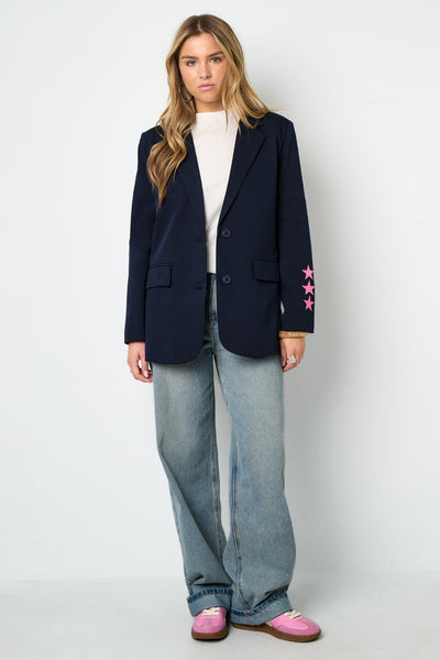 Oversized Blazer - Starry - Printed - Loose Fit Blazer - Women's Blazer-Grace Aura