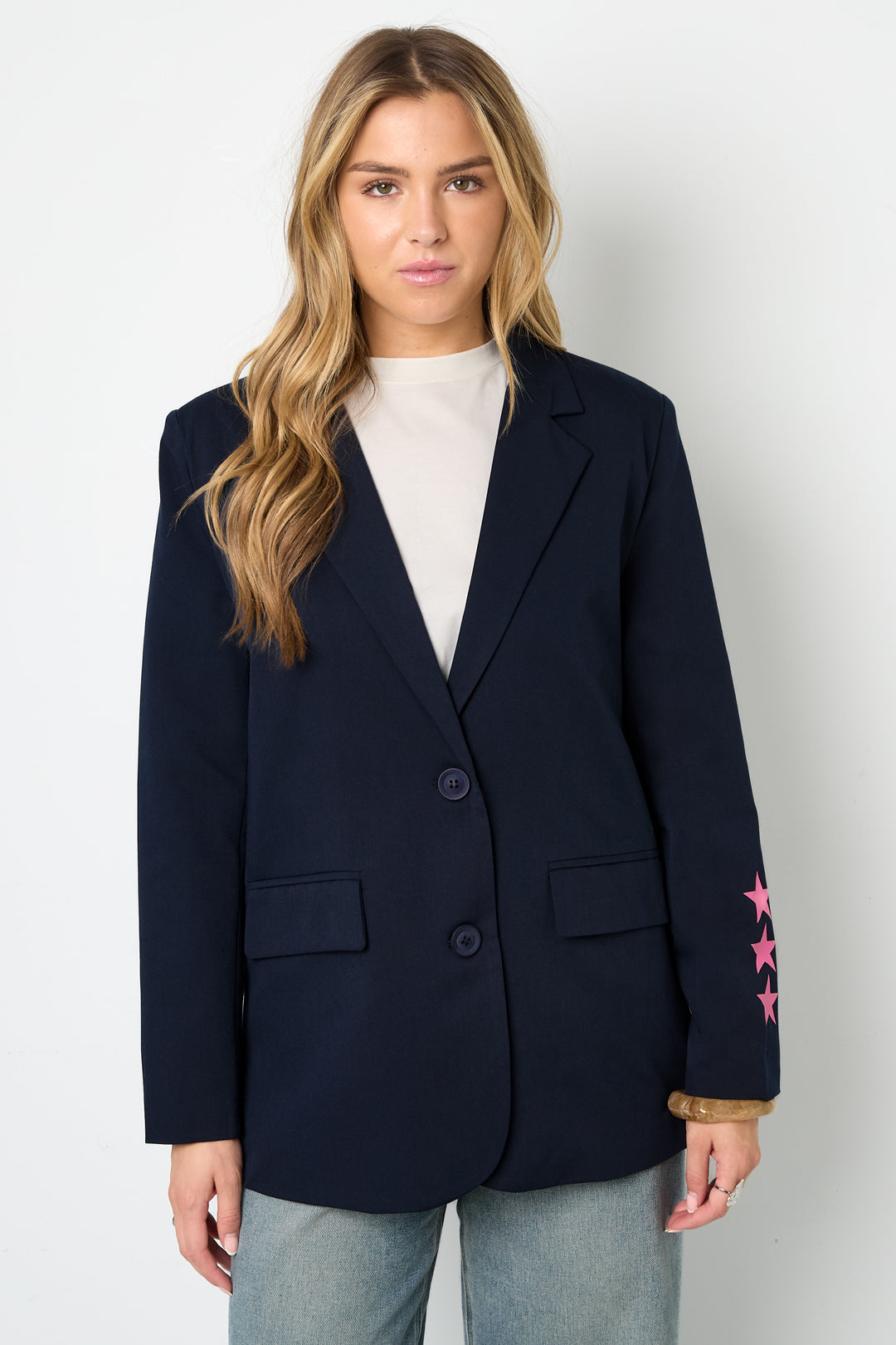 Oversized Blazer - Starry - Printed - Loose Fit Blazer - Women's Blazer-Grace Aura