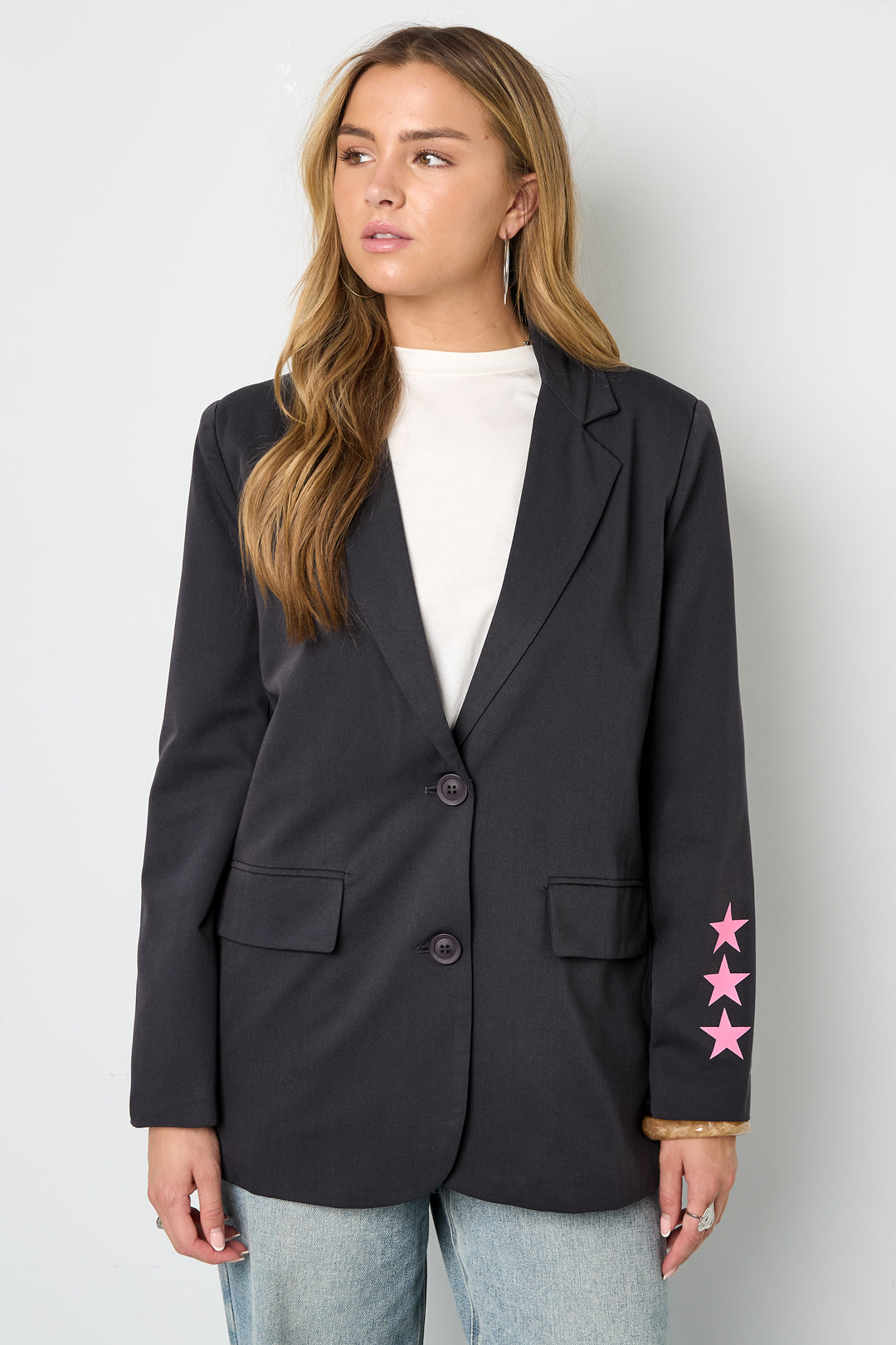 Oversized Blazer - Starry - Printed - Loose Fit Blazer - Women's Blazer-Grace Aura