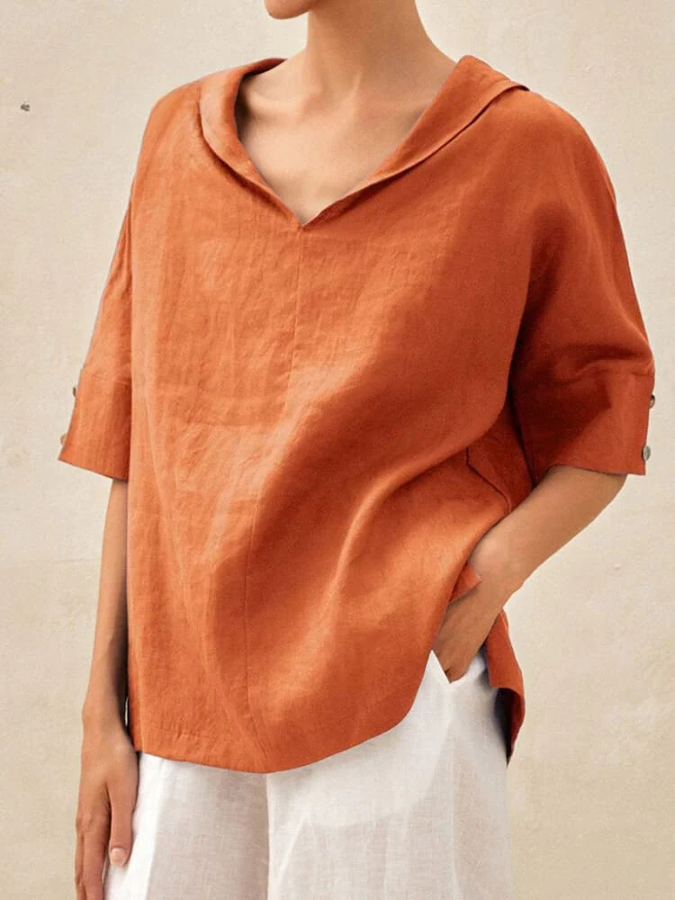 Oversized Blouse - Women's Casual Short Sleeve Loose Fit Blouse -Grace Aura