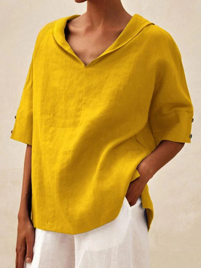 Oversized Blouse - Women's Casual Short Sleeve Loose Fit Blouse -Grace Aura