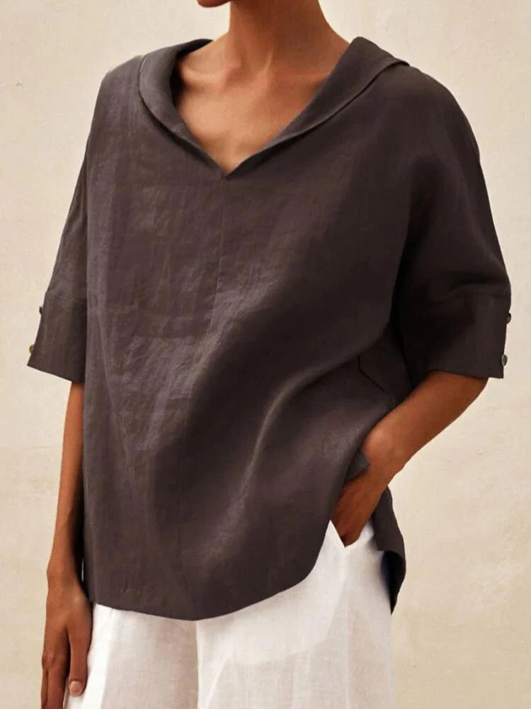 Oversized Blouse - Women's Casual Short Sleeve Loose Fit Blouse -Grace Aura