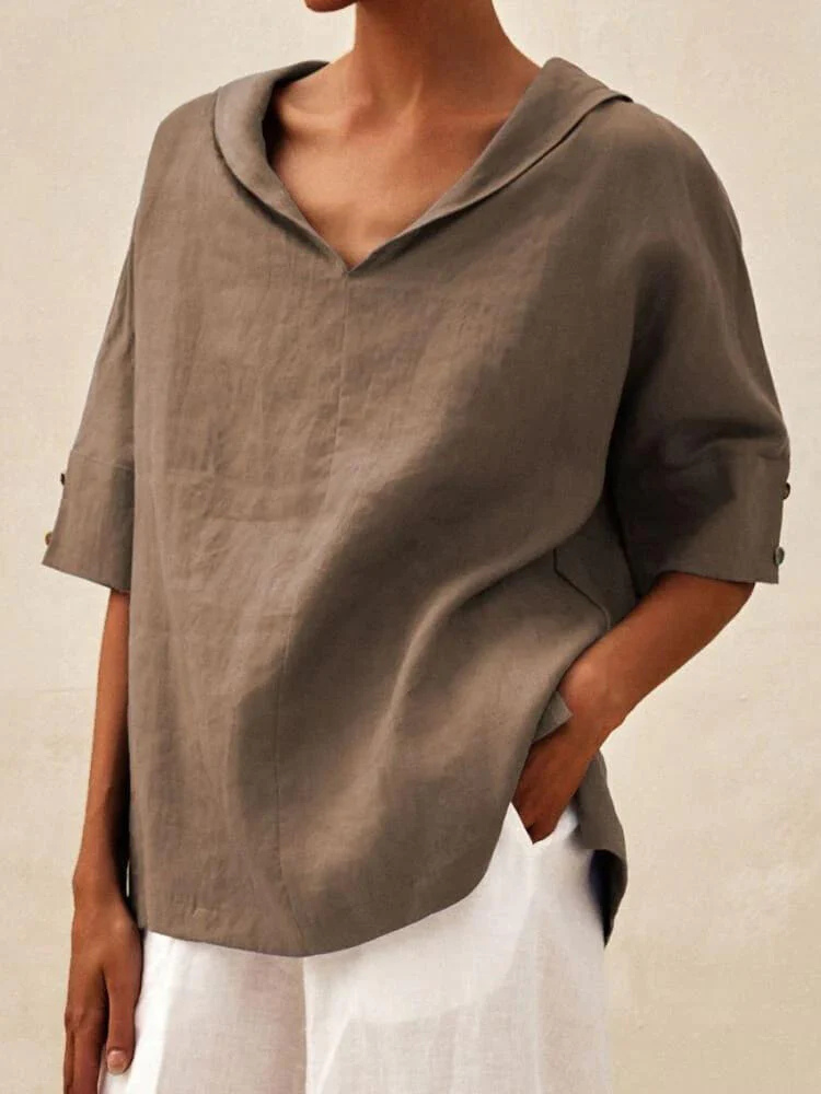 Oversized Blouse - Women's Casual Short Sleeve Loose Fit Blouse -Grace Aura
